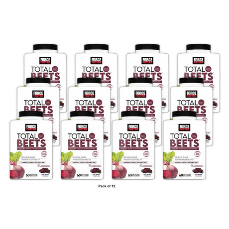 Force Factor Total Beets Dietary Supplements Soft Chews - Acai Berry - 60ct 12Oz (Pack of 12)