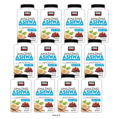 Amazing Ashwa Chews Supports Stress & Anxiety Triple Berry (60 Soft Chews) 15Oz (Pack of 12)