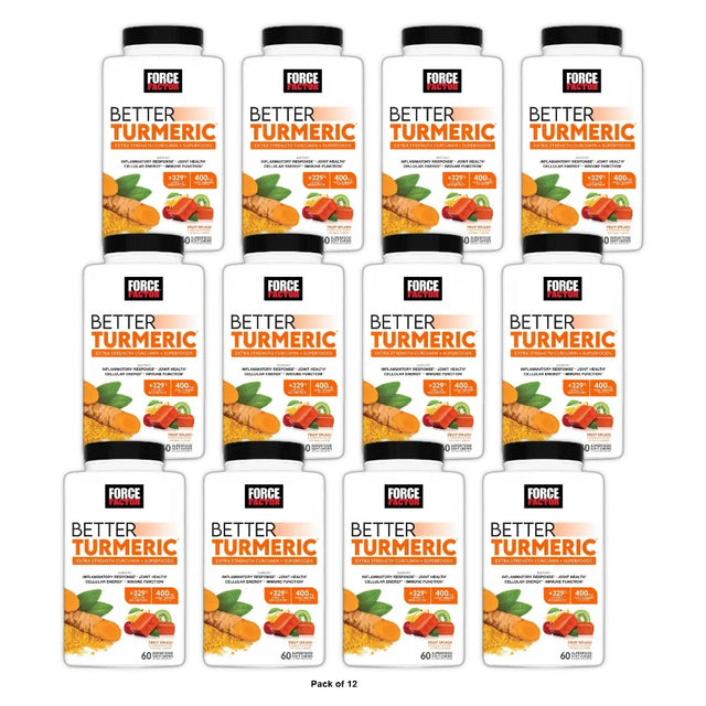 Force Factor Better Turmeric Chews Inflammation Support Fruit Splash 60 Chews 15Oz (Pack of 12)