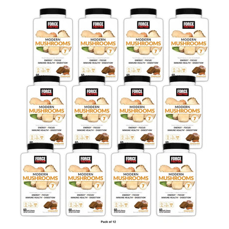 Force Factor Modern Mushrooms Vegan Soft Chews - Cinnamon Roll - 60ct 15 Oz (Pack of 12)