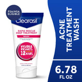 Clearasil Rapid Rescue Deep Treatment Acne Face Wash Maximum Strenght with 2% S 6.78 fl oz (Pack of 12)