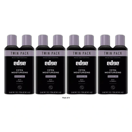 Edge Extra Moisturizing Mens Shave Gel Twin Pack 14 Made with Vitamin E to 14 fl oz(Pack of 4)