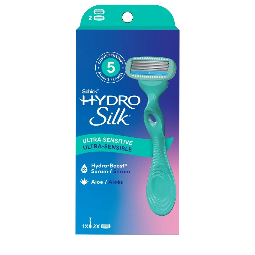 Schick Hydro Silk Sensitive Skin Razor for Women with 2 Moisturizing Razor Blade (Pack of 12)