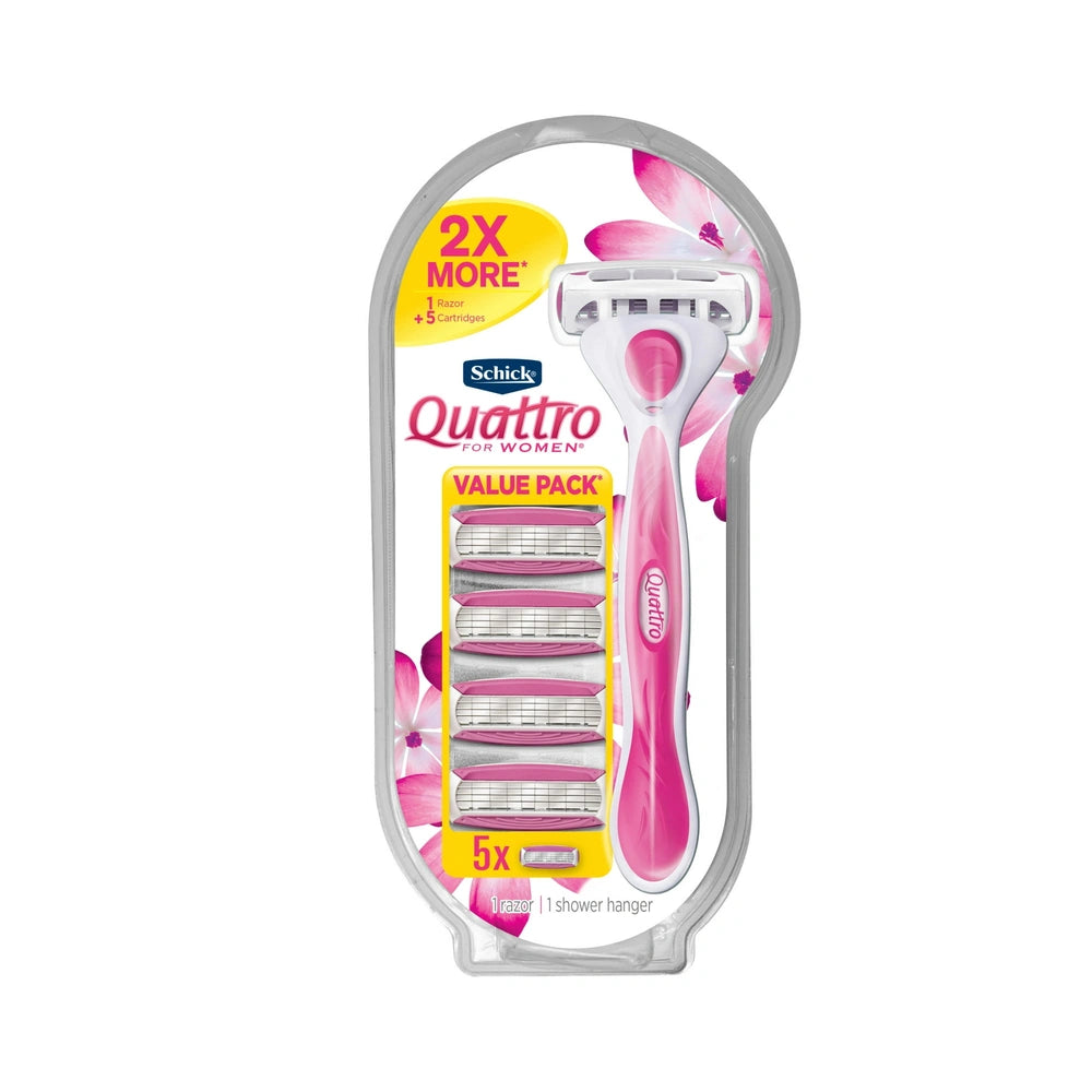 Schick Quattro for Women Women s Razor 1 Razor Handle and 5 Refills Value Pack (Pack of 12)