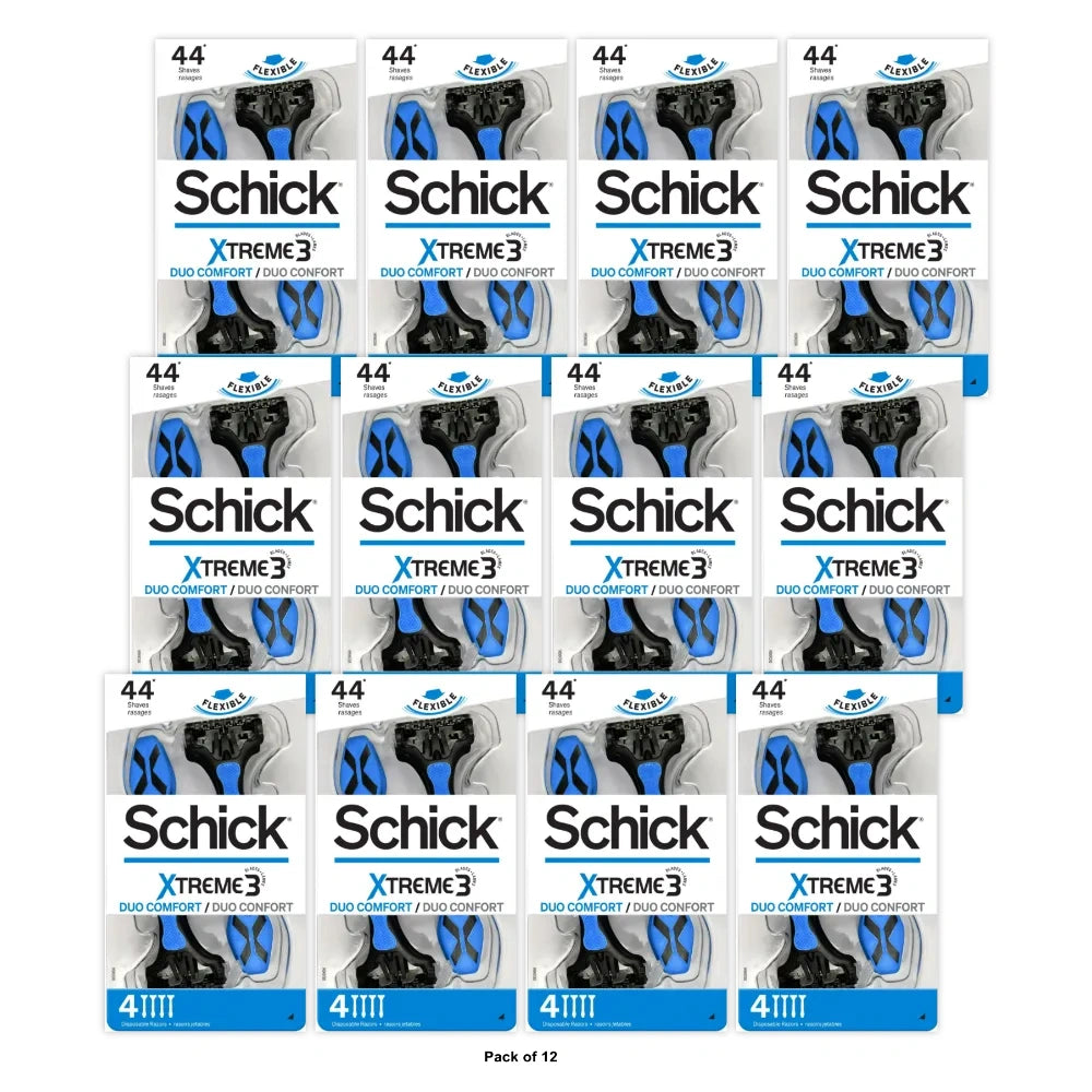 Schick Xtreme Duo Comfort 3-Blade Disposable Razors (Pack of 12)
