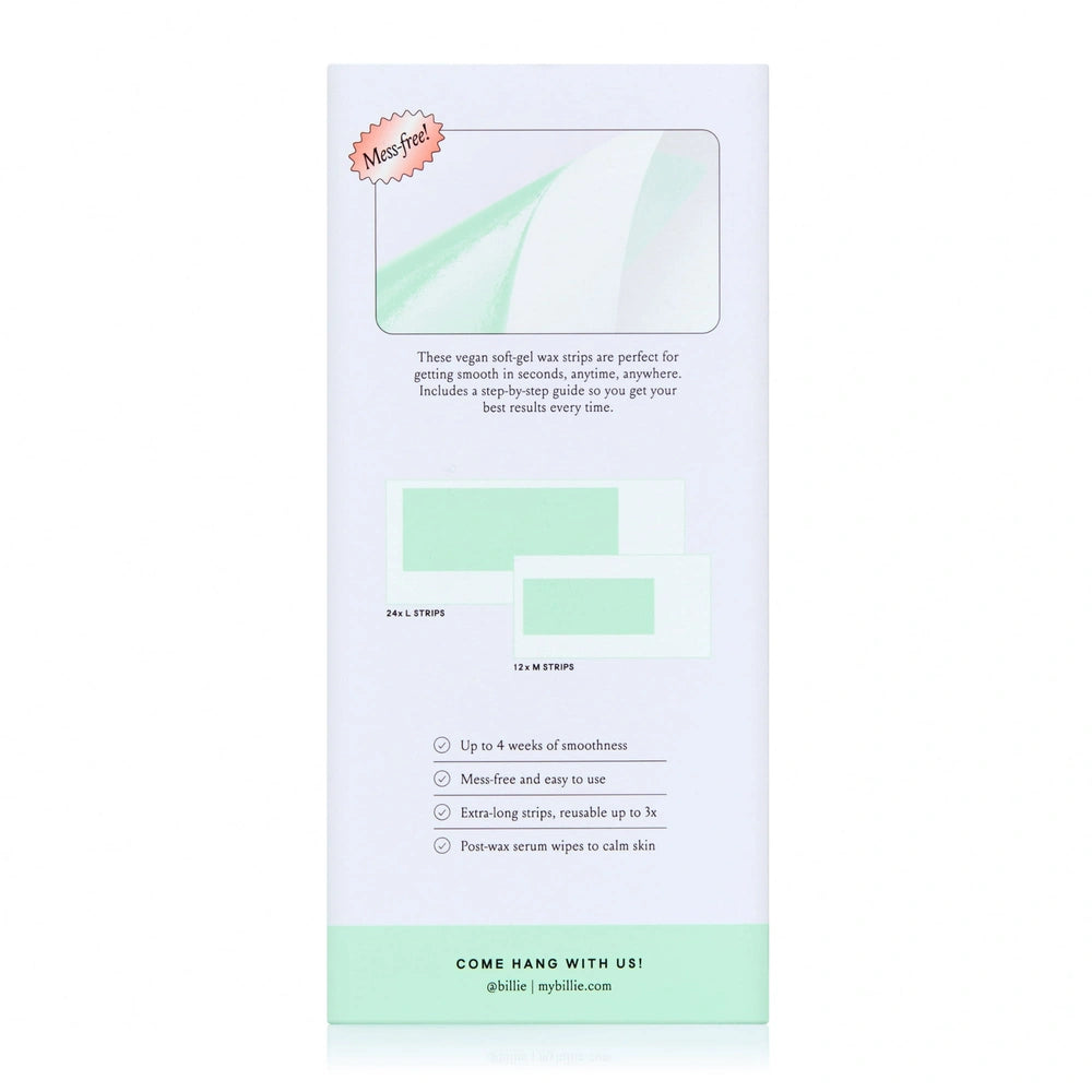 Billie Waxing Kit Body & Underarm Hair Removal Wax Strips 36 Wax Strips (Pack of 12)