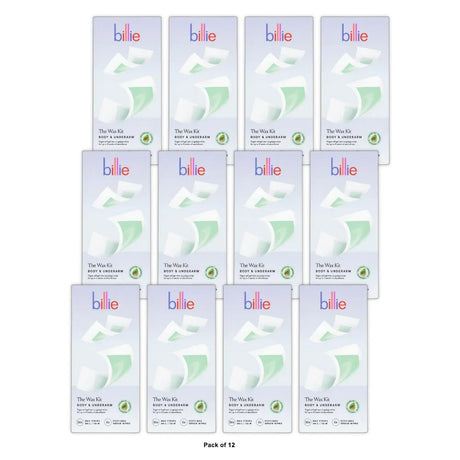 Billie Waxing Kit Body & Underarm Hair Removal Wax Strips 36 Wax Strips (Pack of 12)