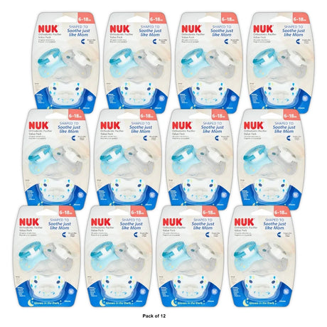 Nuk Orthodontic Pacifiers, 6 to 18 Months, Assorted, (Pack of 12)
