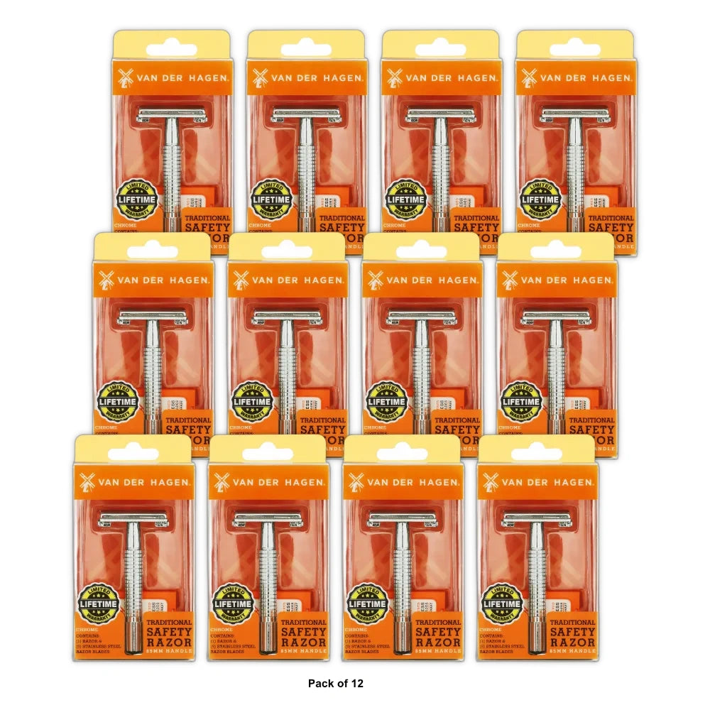 Van der Hagen Safety Razor with 5 Razor Blades (Pack of 12)