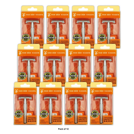 Van der Hagen Safety Razor with 5 Razor Blades (Pack of 12)