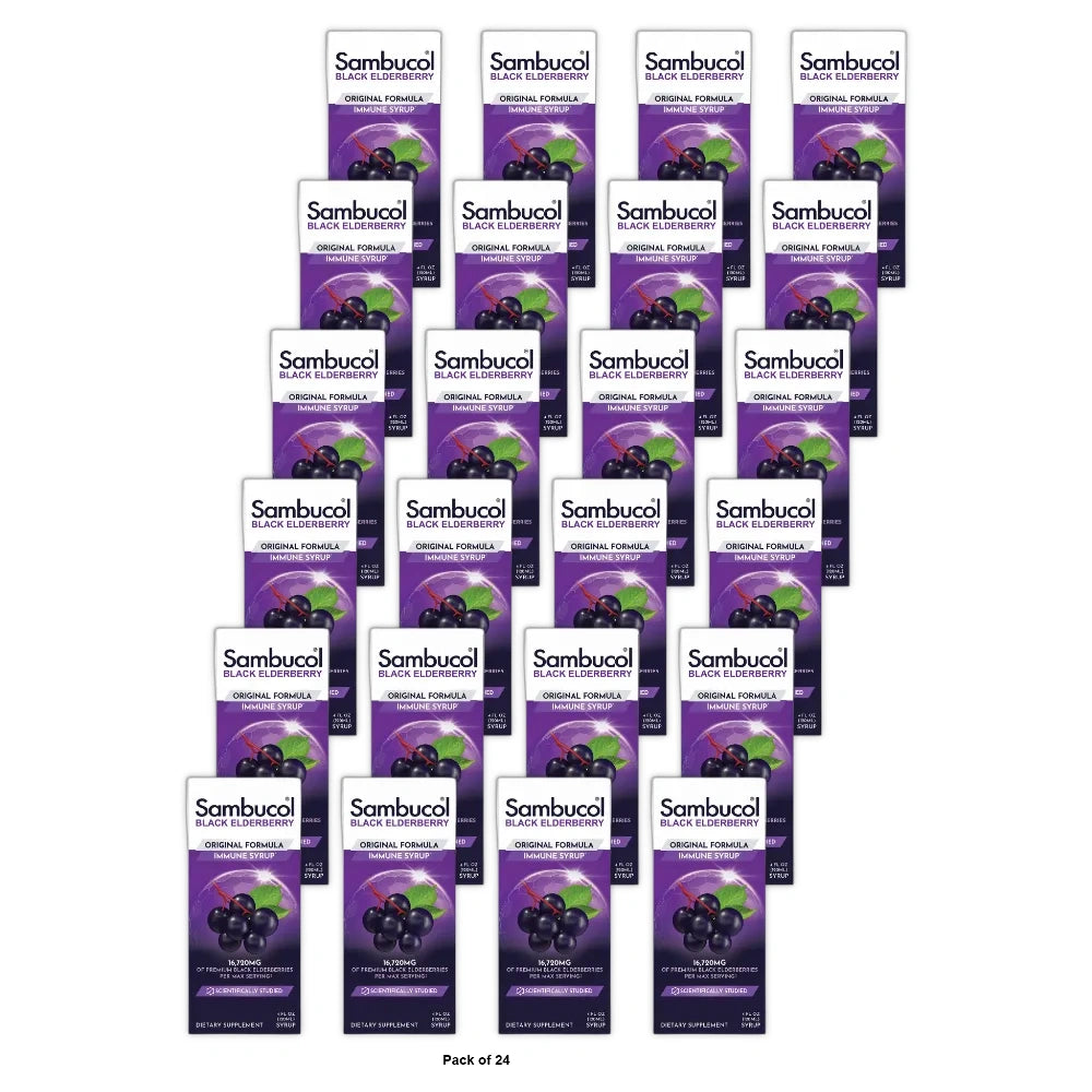 Sambucol Black Elderberry Vegan Immune Support Syrup - 4 fl Oz (Pack of 24)