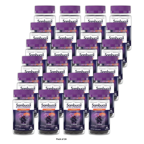 Sambucol Black Elderberry Immune Support Vegan Gummies with Vitamin C and Zinc - 30ct 4Oz (Pack of 24)
