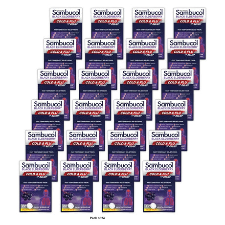 Sambucol Cold & flu relief tablets, 60 Count (B084HD4P7G) 1.5 Oz (Pack of 24)