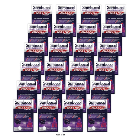 Sambucol Black Elderberry Homeopathic Cold & Flu Relief Tablets - 30Ct 0.48 Oz (Pack Of 24)
