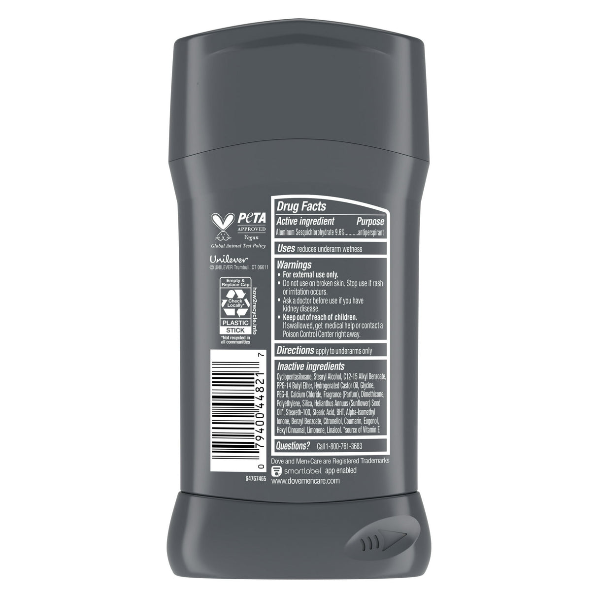 Dove Men+Care 72hr Solid Antiperspirant &amp; Deodorant Stick Stain Defense Cool - 2.7 oz (Pack of 12)