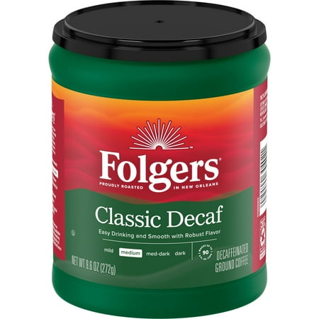 Folgers Decaf Ground Coffee 9.6 Oz (Pack of 6)