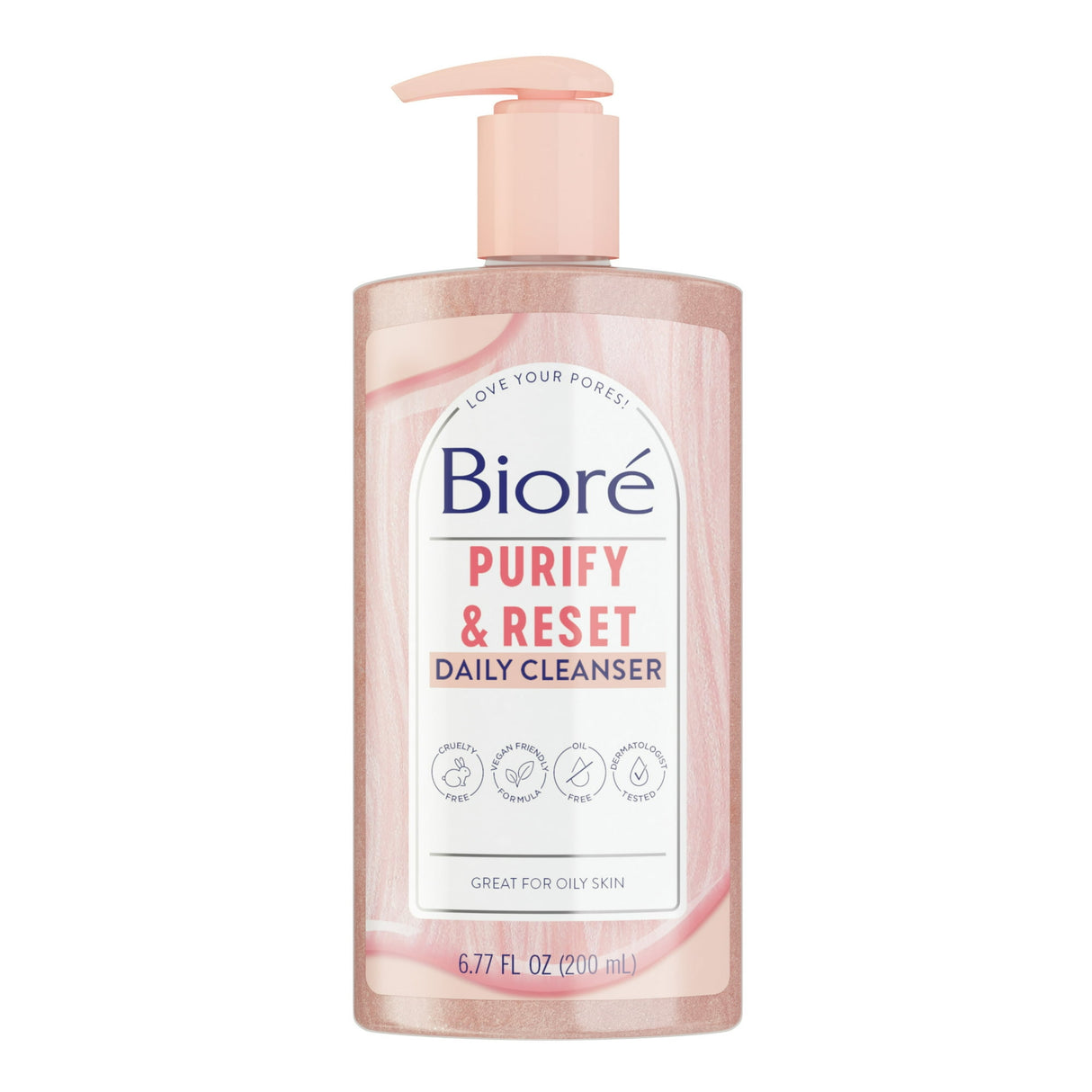 Biore Daily Purifying Cleanser, Oil Free Face Wash, Dermatologist Tested Rose Qu 6.77 oz (Pack of 12)