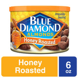 Blue Diamond Almonds Honey Roasted Snack Nuts, Resealable Cans 6 OZ (Pack of 12)