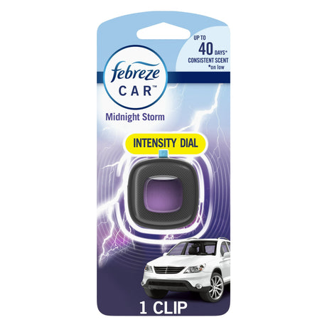 Febreze Car Vent Clips Air Freshener and Odor Eliminator, Midnight Storm Scent (Pack of 8)
