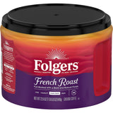 Folgers French Roast Ground Coffee Medium Dark Roast Canister 22.6 oz (Pack of 6)