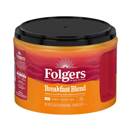 Folgers Breakfast Blend Ground Coffee 22.6 Oz (Pack of 6)