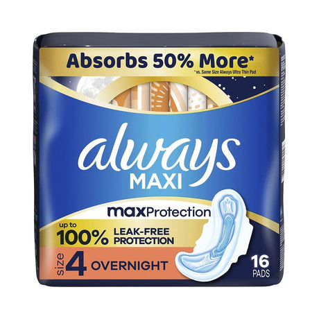 Always Maxi Overnight Pads Size 4 (Pack of 12)