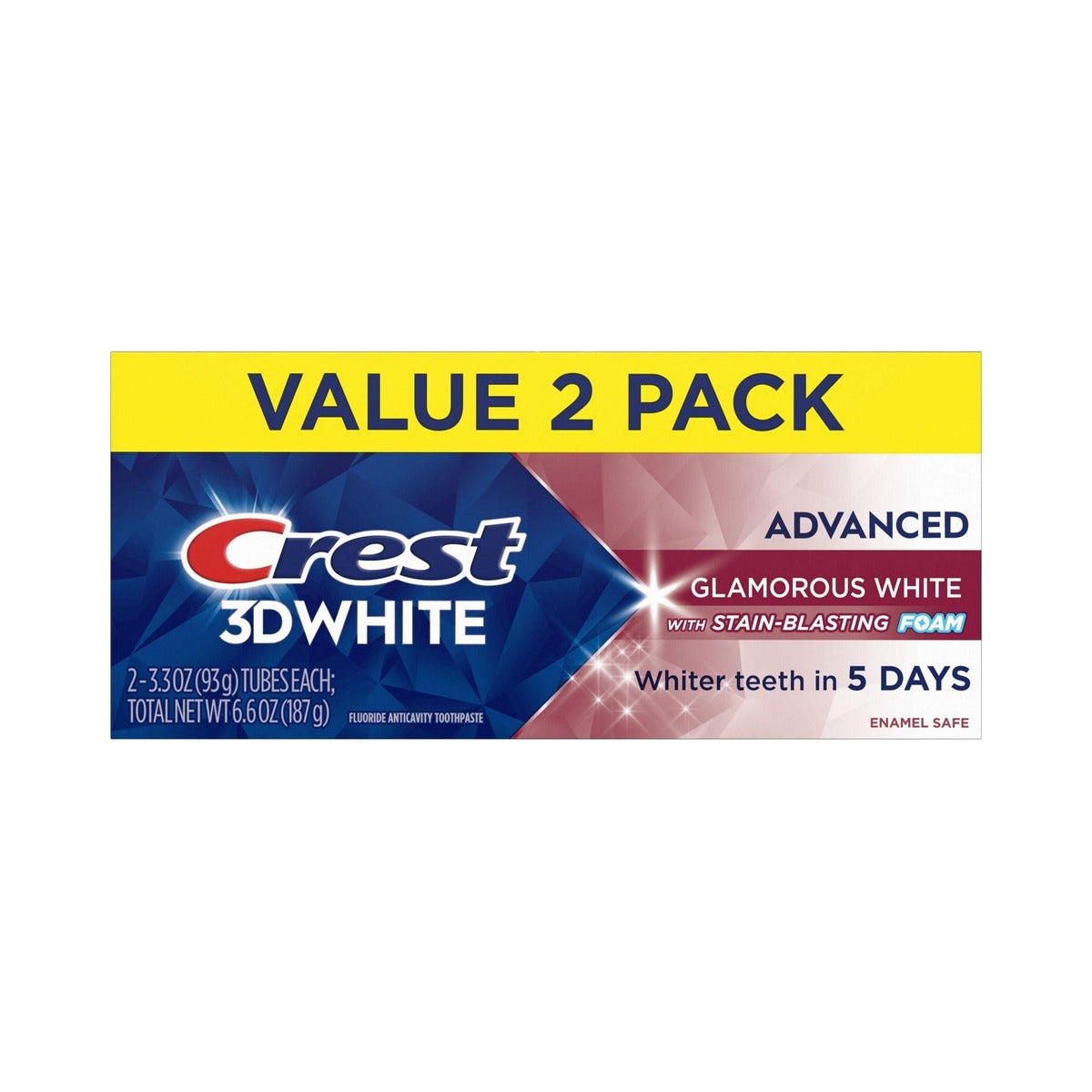Crest 3D White Advanced Glam White Toothpaste 3.3 Oz (Pack of 6) - view 2