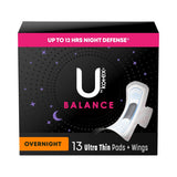 U By Kotex Balance Ultra Thin Overnight Pads 13 Count (Pack of 6) - view 3