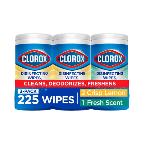 Clorox Disinfecting Wipes Lemon/Fresh 75 Count (Pack of 4)