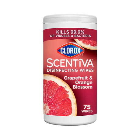 Clorox Scentiva Disinfecting Wipes Grapefruit 75 Count (Pack of 6)