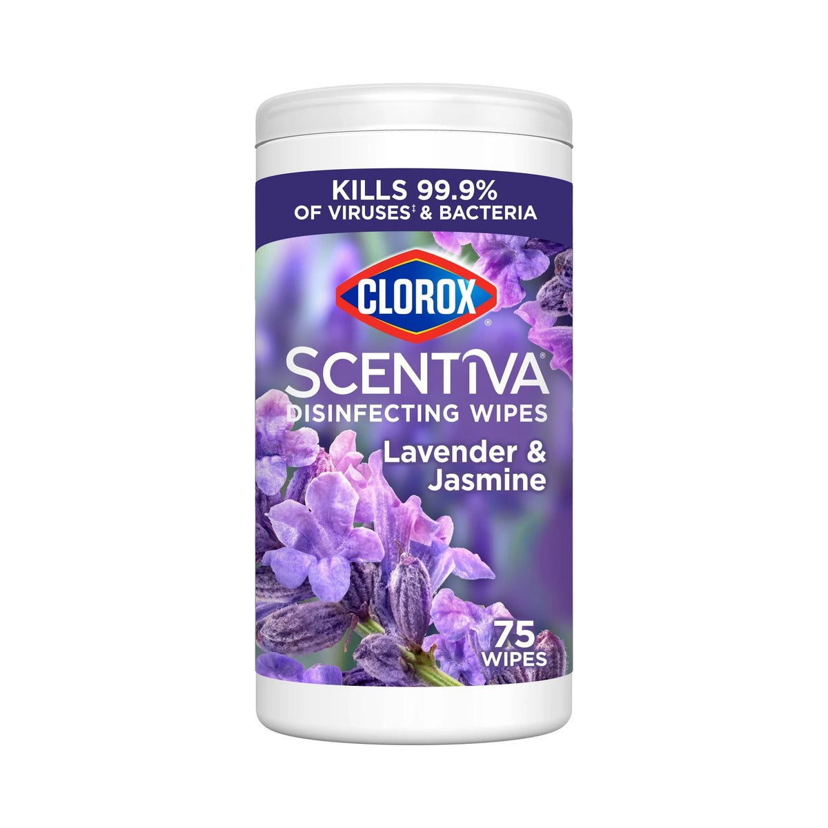 Clorox Scentiva Disinfecting Wipes Lavender & Jasmine 75 Count (Pack of 6)
