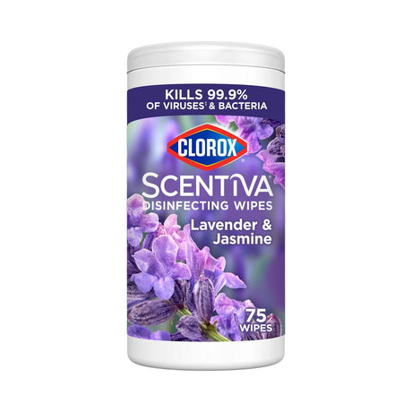Clorox Scentiva Disinfecting Wipes Lavender & Jasmine 75 Count (Pack of 6)