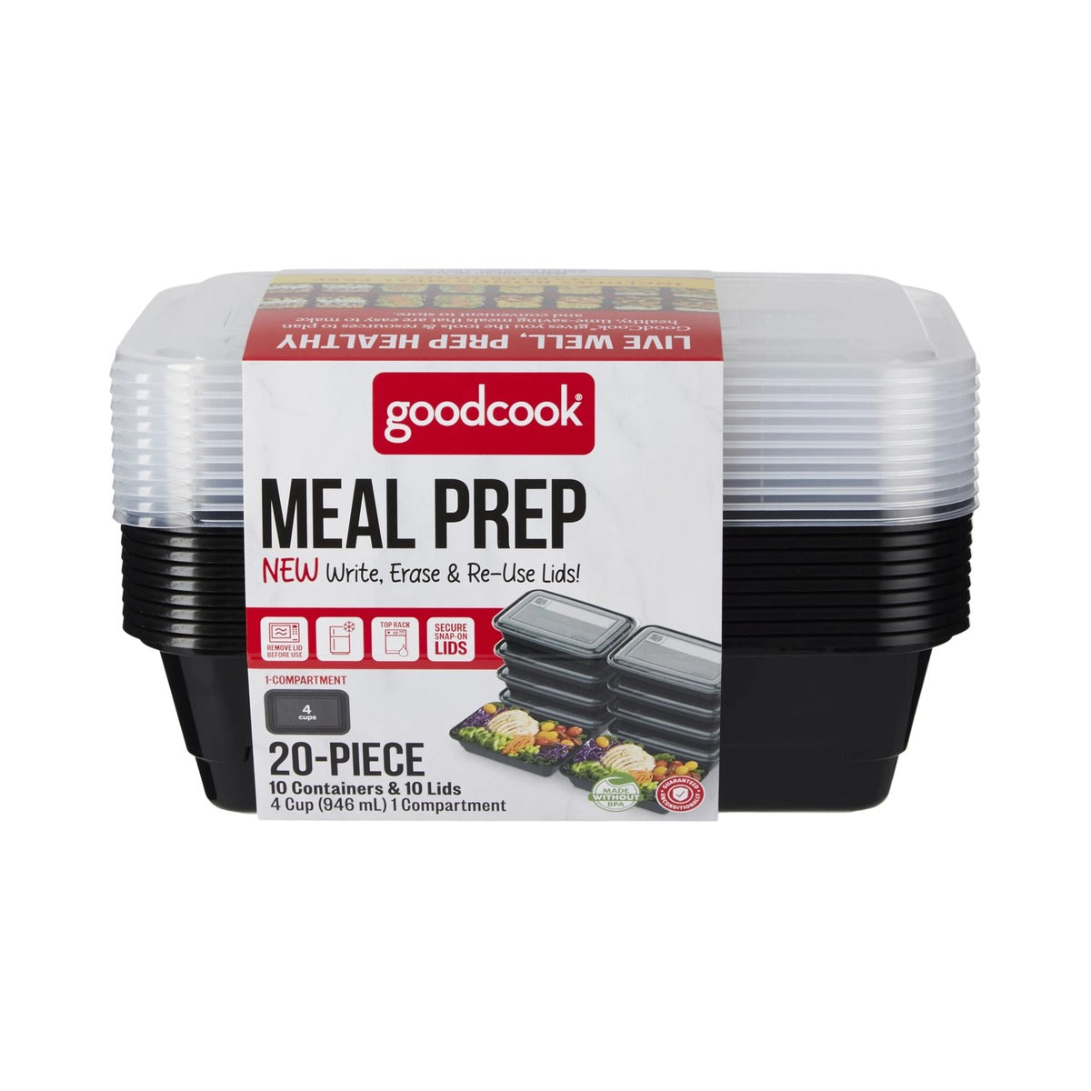 GoodCook Meal Prep 1 Compartment Rectangle Containers (Pack of 4) - view 2