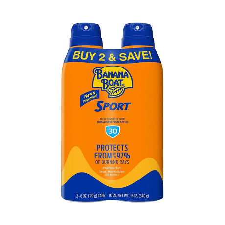 Banana Boat Ultra Sport Clear Sunscreen Spray SPF 30 6 Oz (Pack of 6)