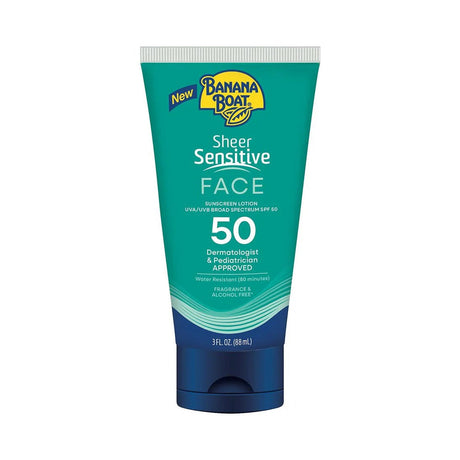 Banana Boat Sheer Sensitive Face Sunscreen SPF 50 3 Oz (Pack of 12)