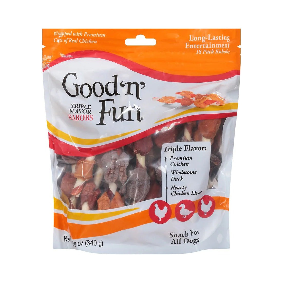Good 'n' Fun Triple Flavor Kabobs 12 Oz (Pack of 12)