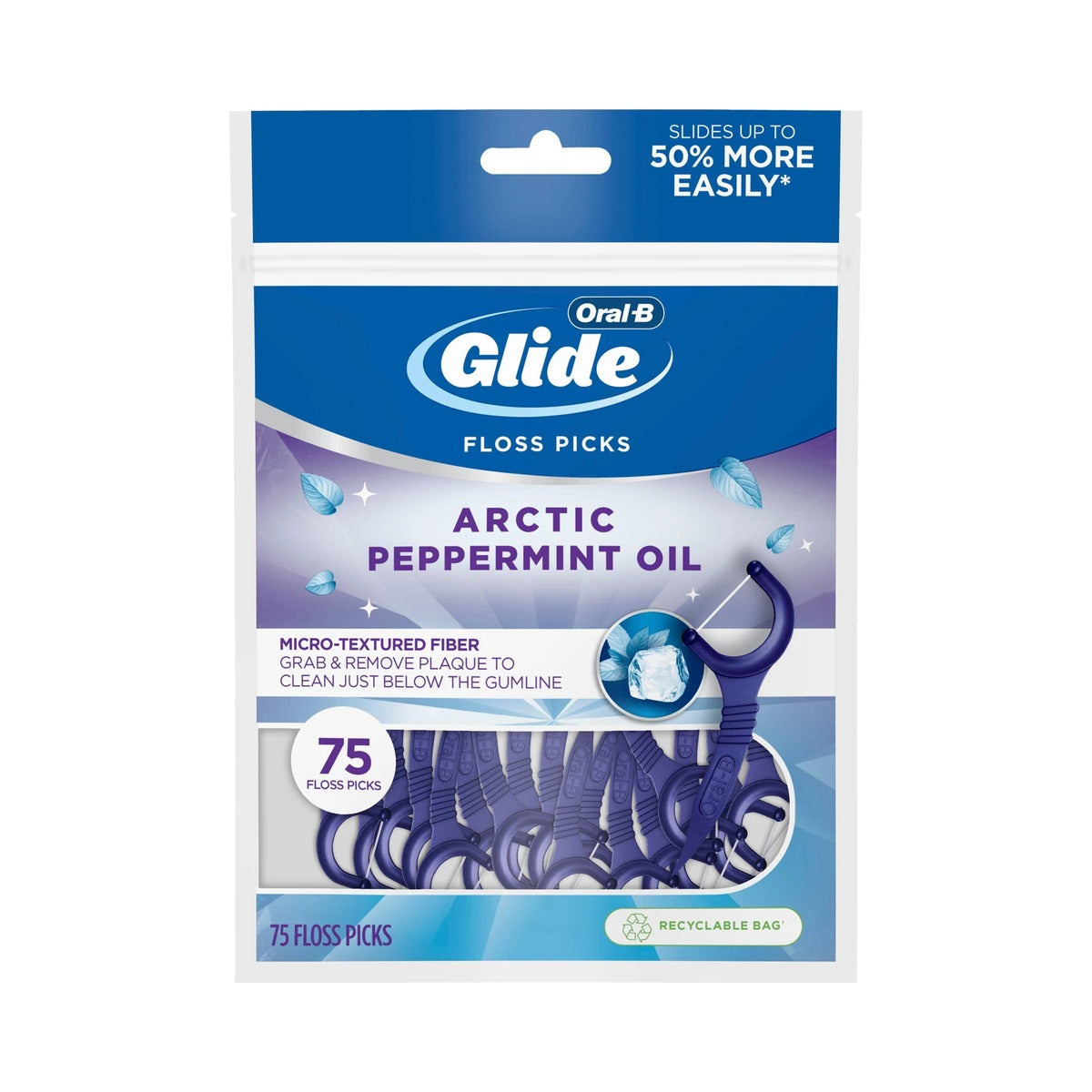 Oral-B Glide Arctic Peppermint Floss Picks 75 Count (Pack of 48) - view 2