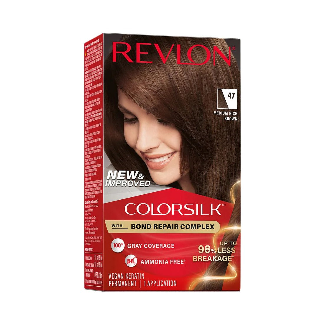 Revlon ColorSilk Permanent Hair Color 47 Medium Rich Brown 4.4 Oz (Pack of 12)