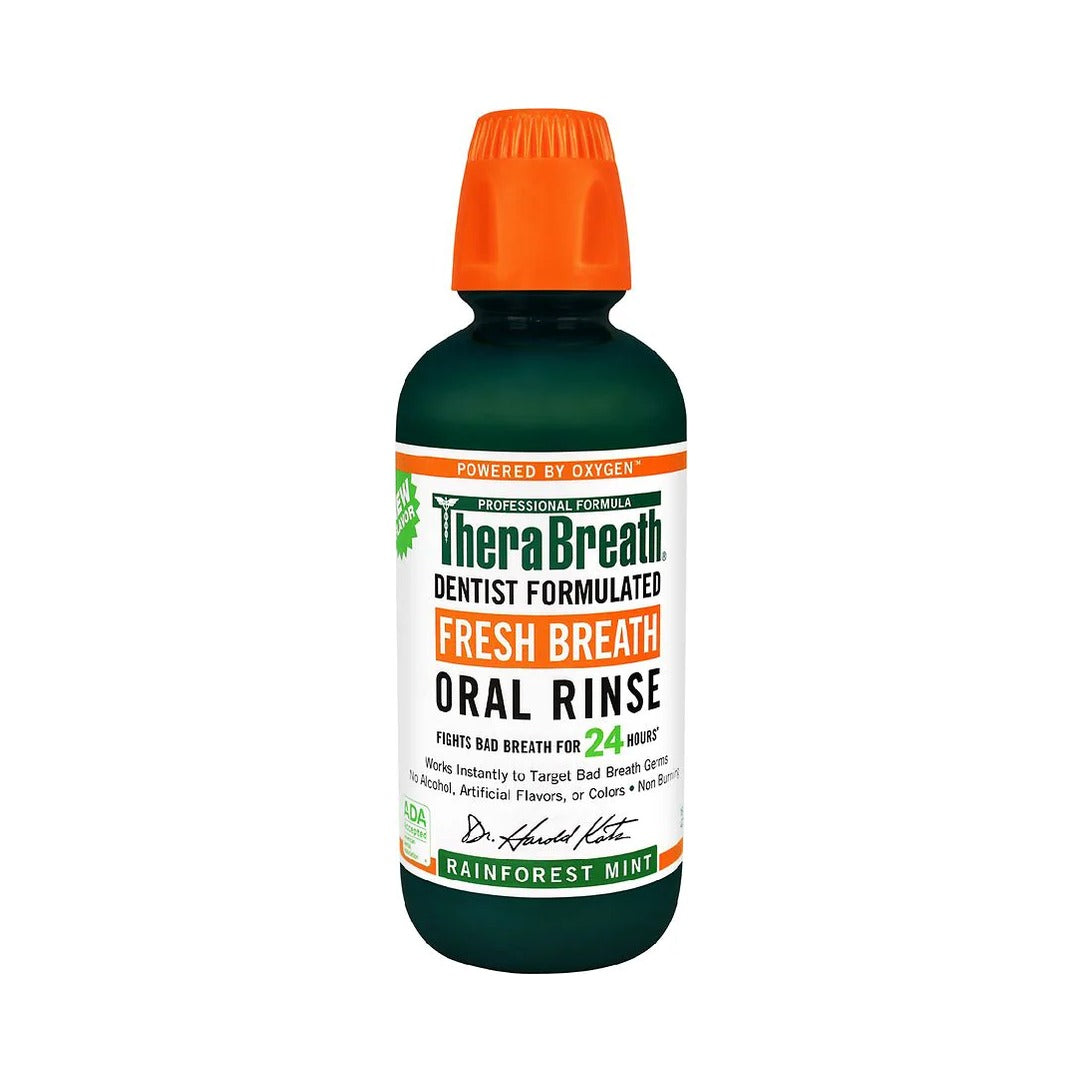 TheraBreath Fresh Breath Mouthwash Rainforest Mint 16 Oz (Pack of 12)