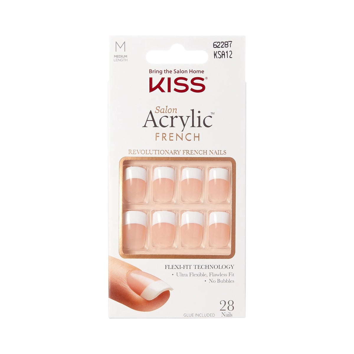 KISS Salon Acrylic Medium Squoval Press-On Nails Nude French (Pack of 36) - view 2