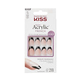 KISS Salon Acrylic French Flame Short Coffin (Pack of 36)
