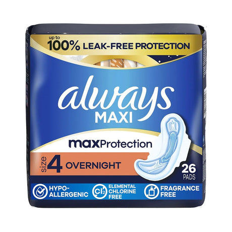 Always Maxi Overnight Pads Size 4 (Pack of 6)