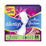 Always Radiant Flex Foam Heavy Flow Pads with Wings Size 2 (Pack of 6)