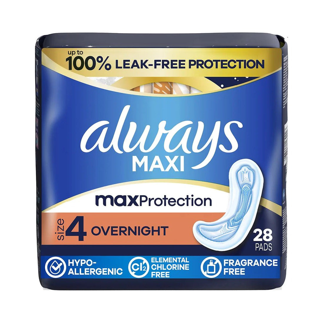 Always Maxi Pads Overnight Unscented 28 Ct (Pack of 6) - view 2