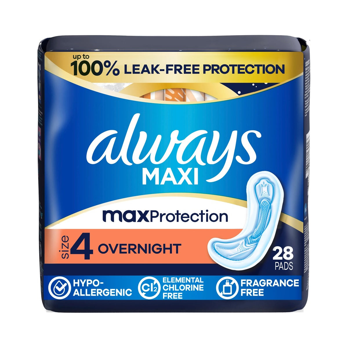 Always Maxi Pads Overnight Unscented 28 Ct (Pack of 6) - view 3