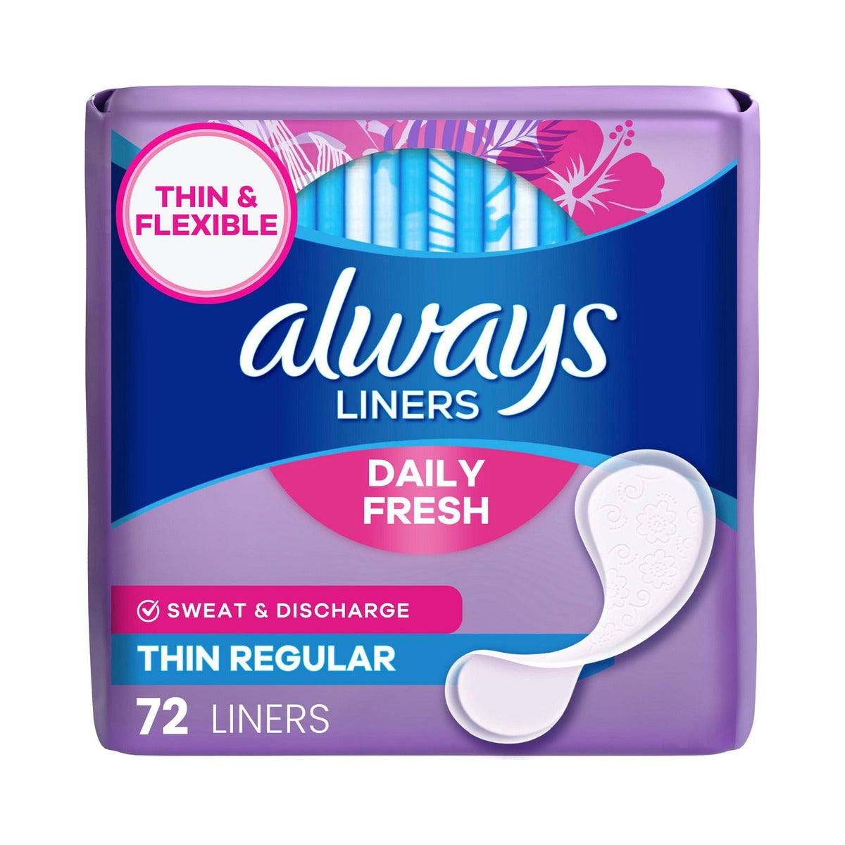 Always Dailies Thin Unscented Panty Liners Regular 72ct (Pack of 12) - view 3