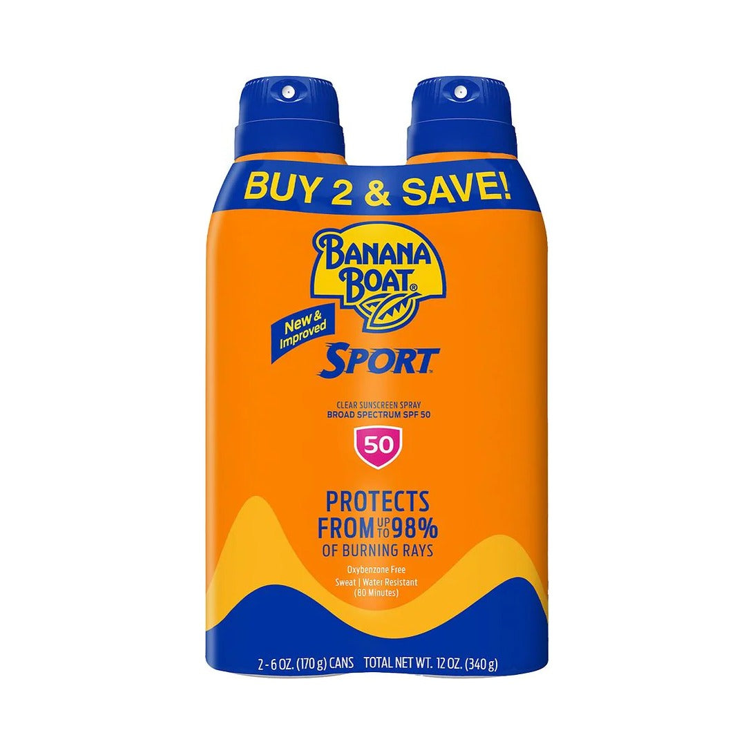 Banana Boat Ultra Sport Clear Spray Sunscreen SPF 50 6 Oz (Pack of 6)