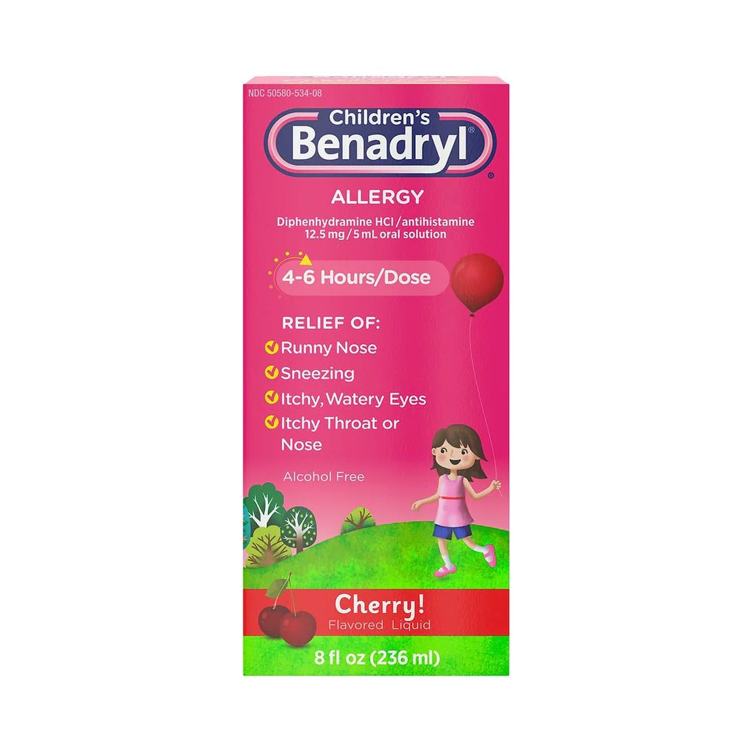 Benadryl Children's Diphenhydramine Allergy Liquid 8 fl oz (Pack of 24) - view 2