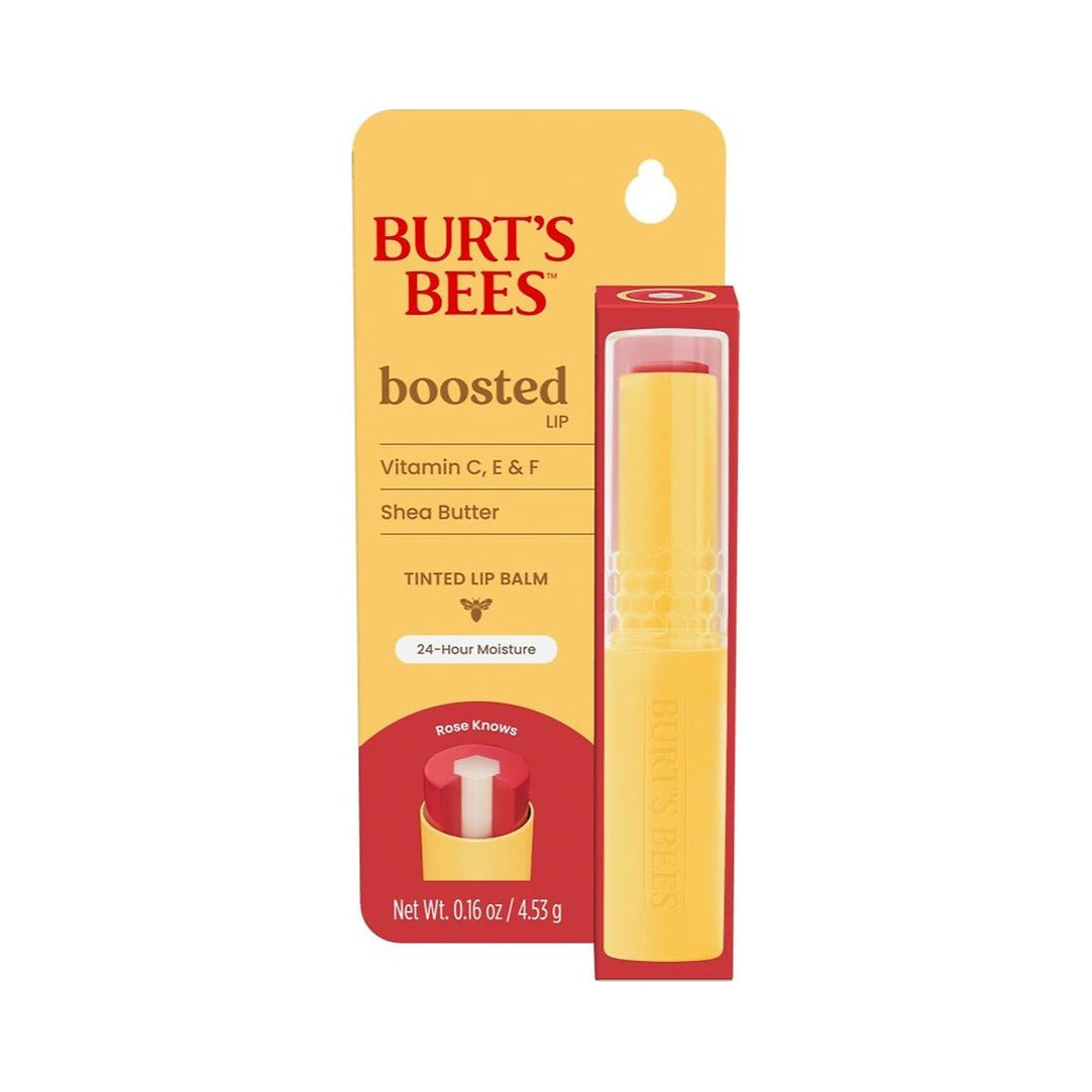 Burt's Bees Tinted Boosted Lip Balm Rose Knows 0.16 Oz (Pack of 32)
