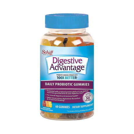 Digestive Advantage Probiotic Gummies Natural Fruit 60ct (Pack of 12)